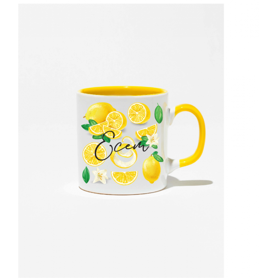 İçi ve Kulpu Sarı Kupa Bardak